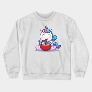 Cute Unicorn Eat Ramen Noodle Crewneck Sweatshirt